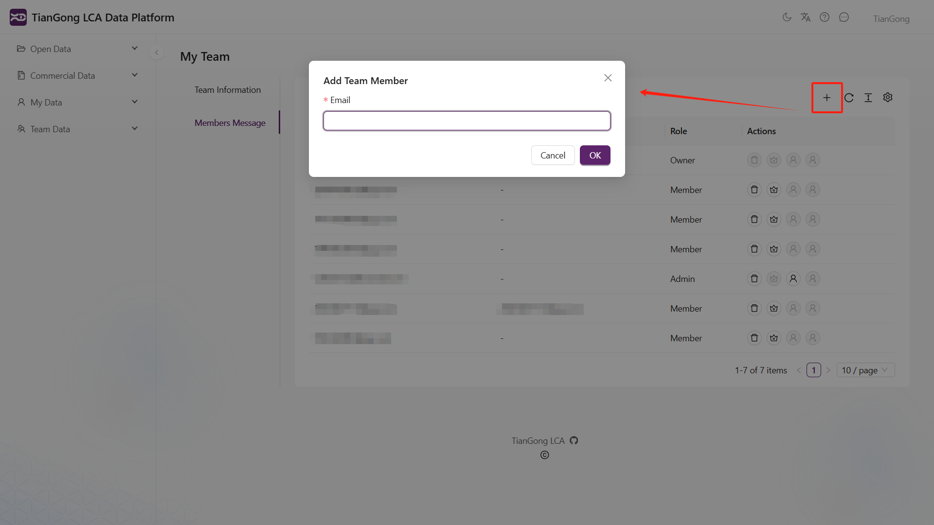 Invitation email detail